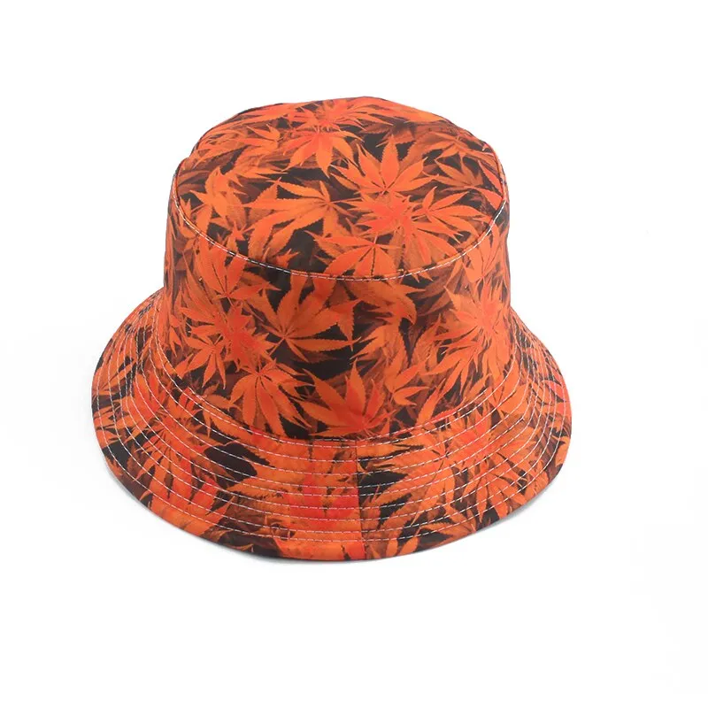 Panama Leaf Print Bucket Hat Hip Hop Fisherman Hat Men Women Outdoor Summer Casual Cotton Bob chapeau Visor Bucket Cap