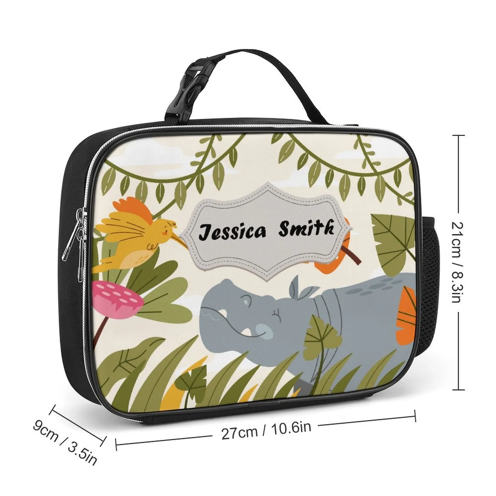 Personalized Name Carton Pattern Insulated Lunch Bag