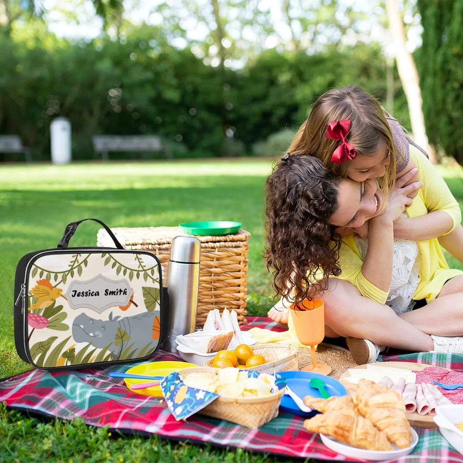 Personalized Name Carton Pattern Insulated Lunch Bag