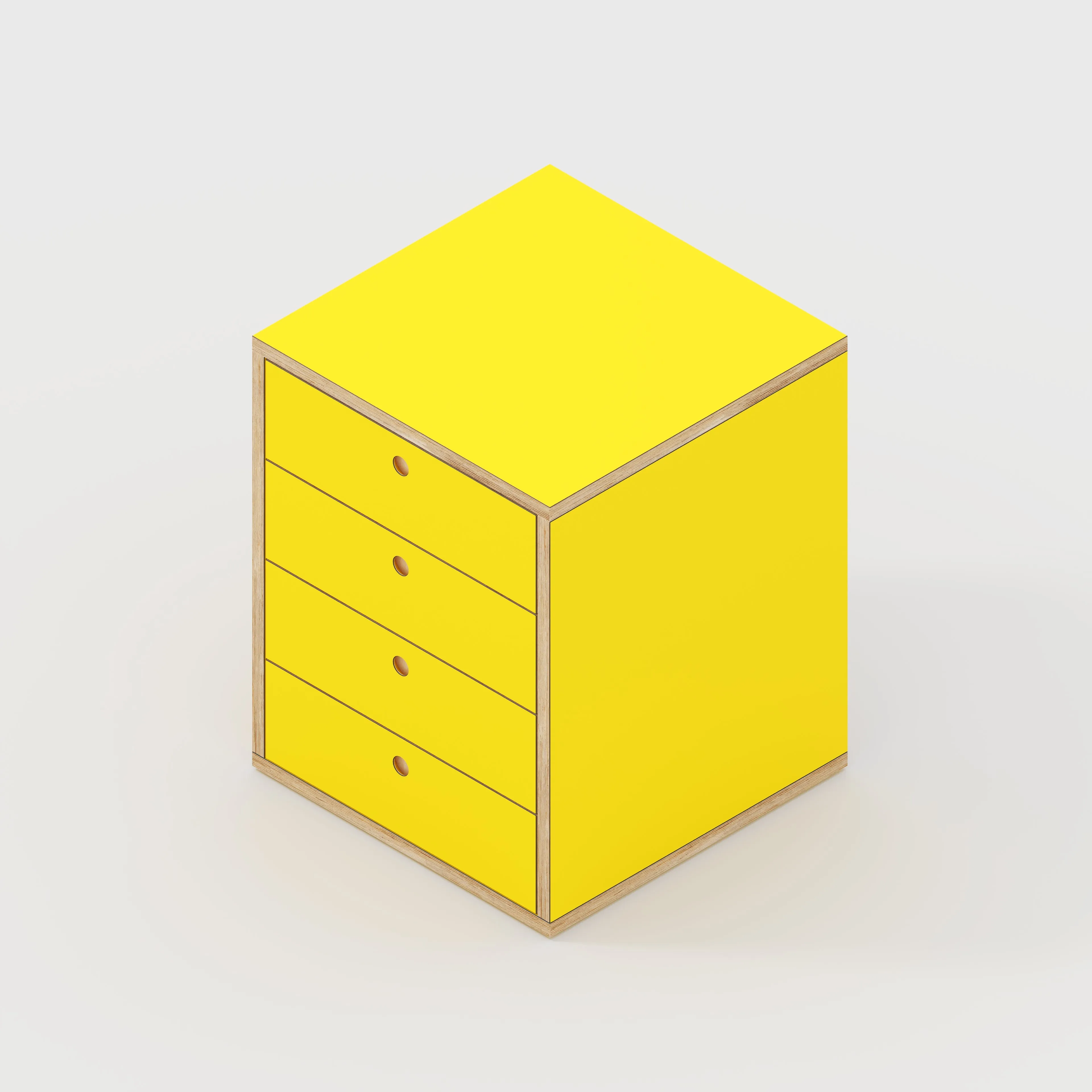 Plywood Drawer Unit - Formica Chrome Yellow - 600(w) x 600(d) x 750(h)