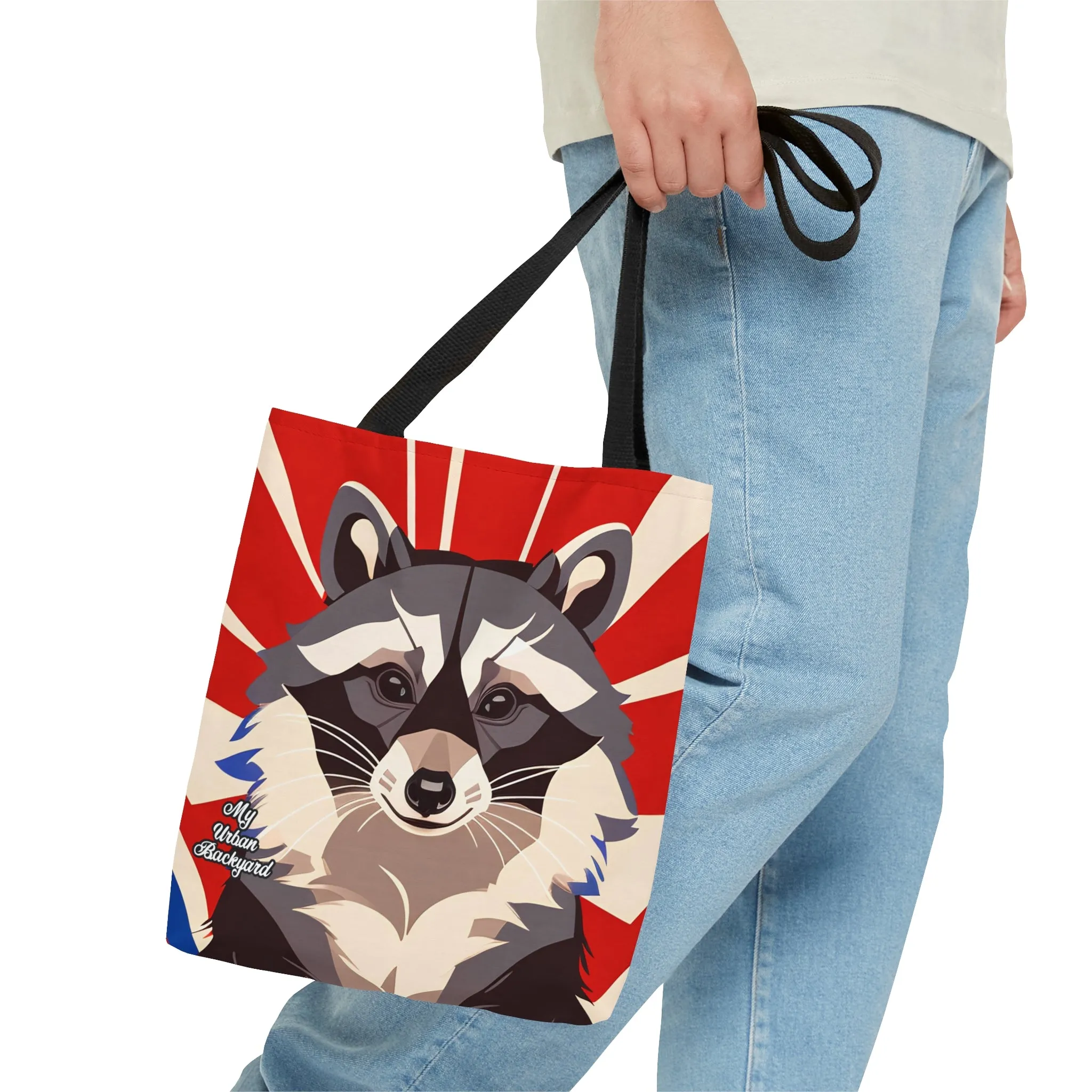 Raccoon on Art Deco Rays, Tote Bag for Everyday Use - Durable and Functional