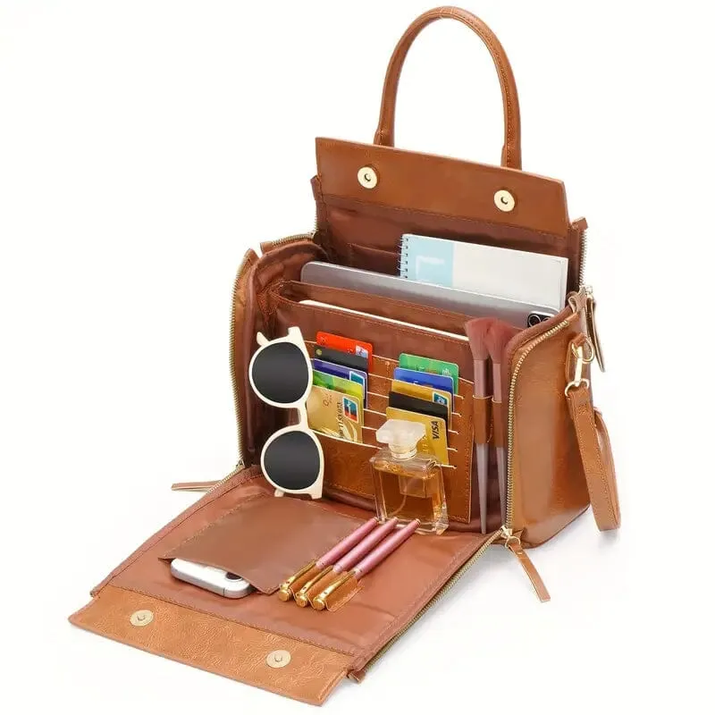 Retro PU Leather Handbag with Multi Card Slot