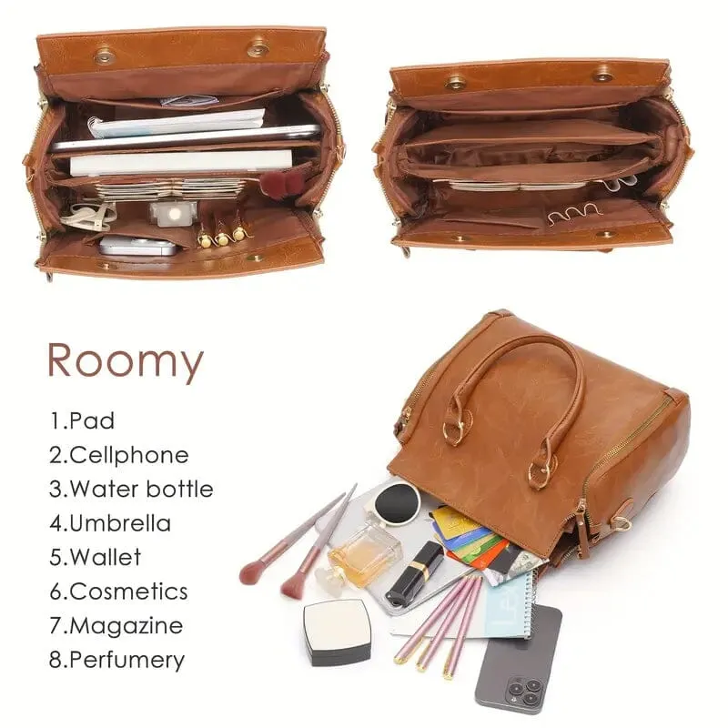 Retro PU Leather Handbag with Multi Card Slot