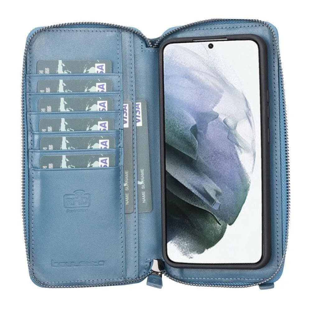 Samsung Galaxy S22 Series Zippered Leather Detachable Wallet Case