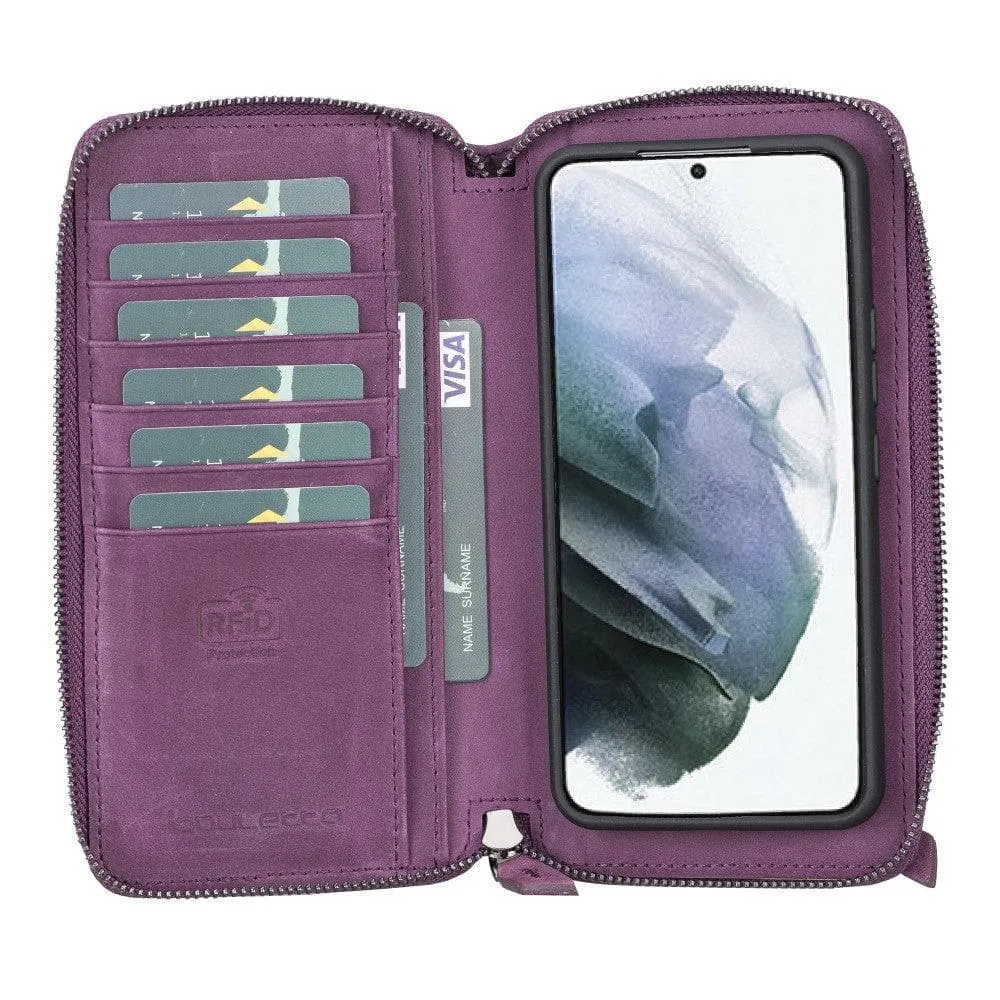 Samsung Galaxy S22 Series Zippered Leather Detachable Wallet Case