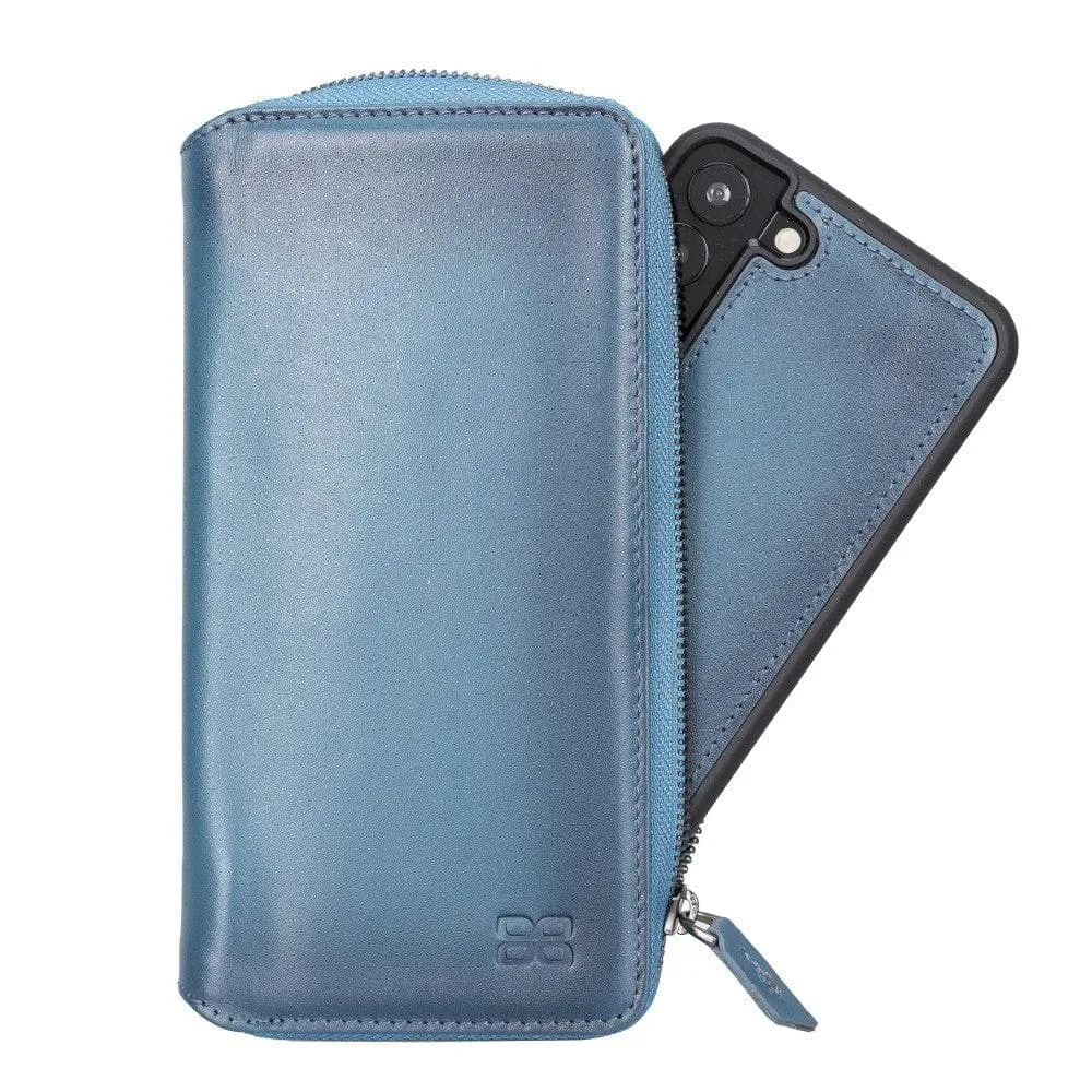 Samsung Galaxy S22 Series Zippered Leather Detachable Wallet Case