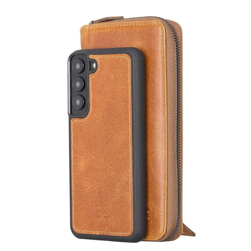 Samsung Galaxy S22 Series Zippered Leather Detachable Wallet Case