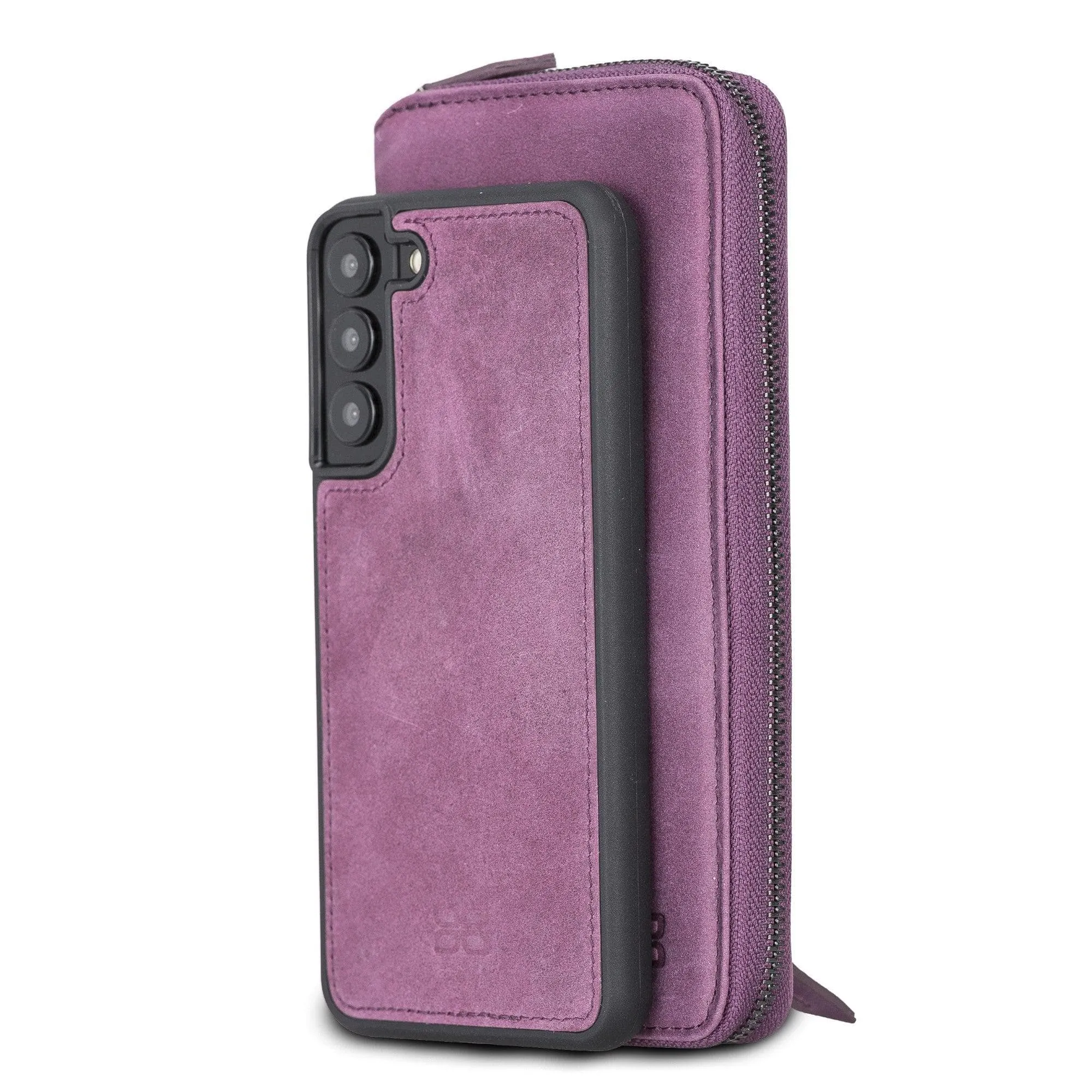 Samsung Galaxy S22 Series Zippered Leather Detachable Wallet Case