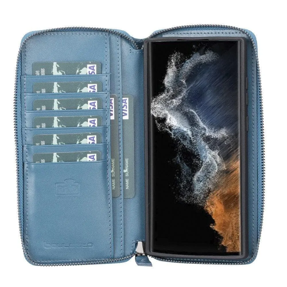 Samsung Galaxy S22 Series Zippered Leather Detachable Wallet Case