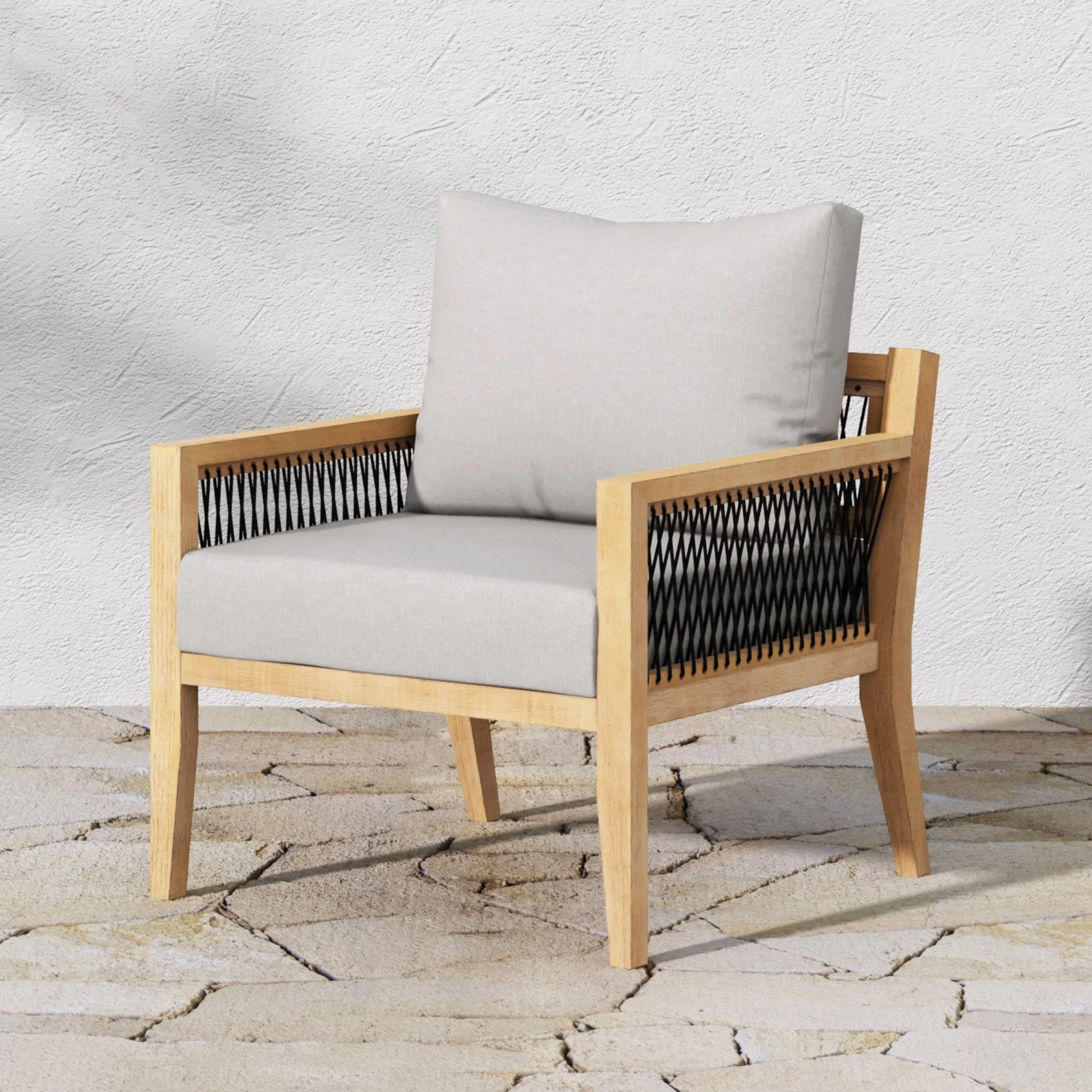 Solid Wood Outdoor Patio Arm Chair Acacia