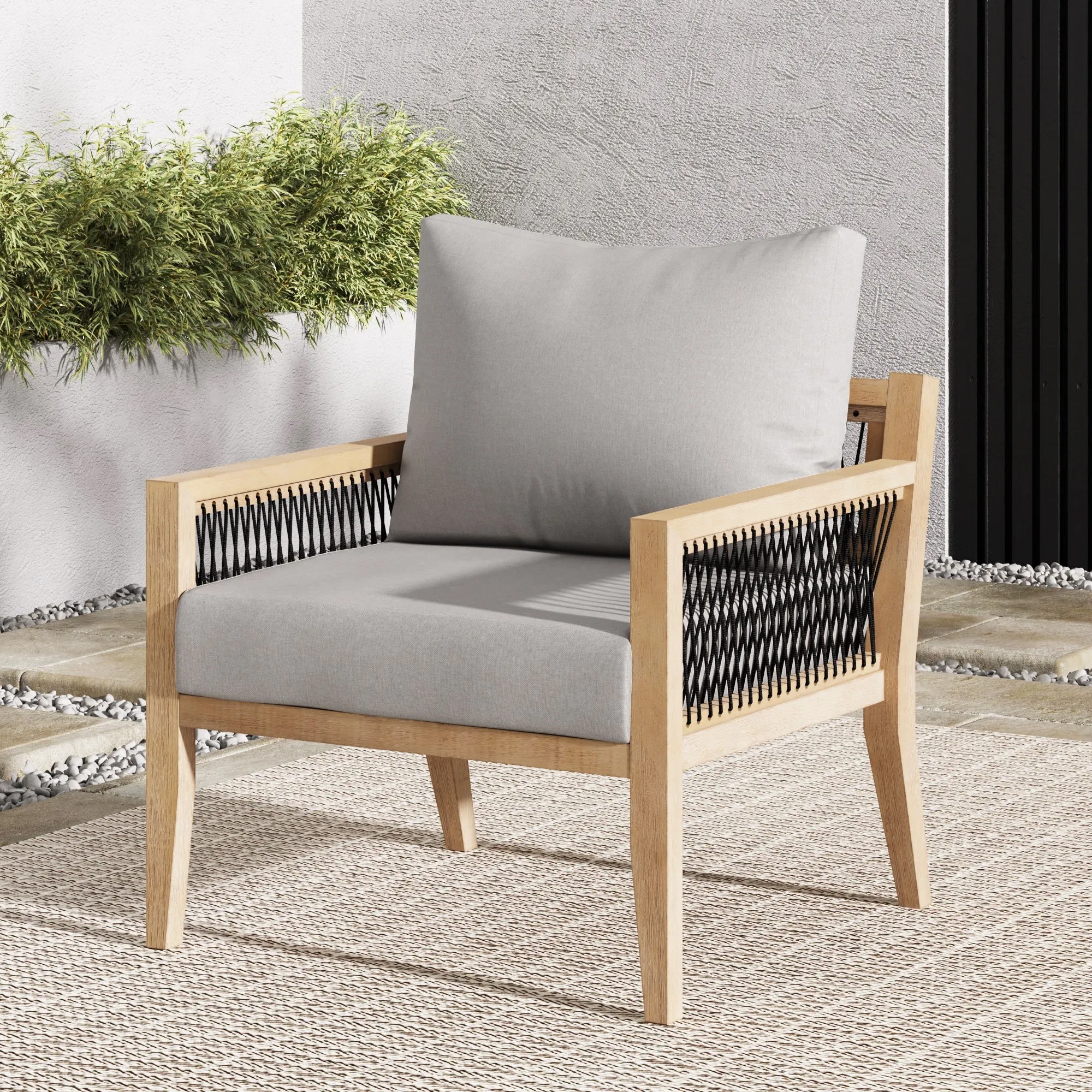 Solid Wood Outdoor Patio Arm Chair Acacia