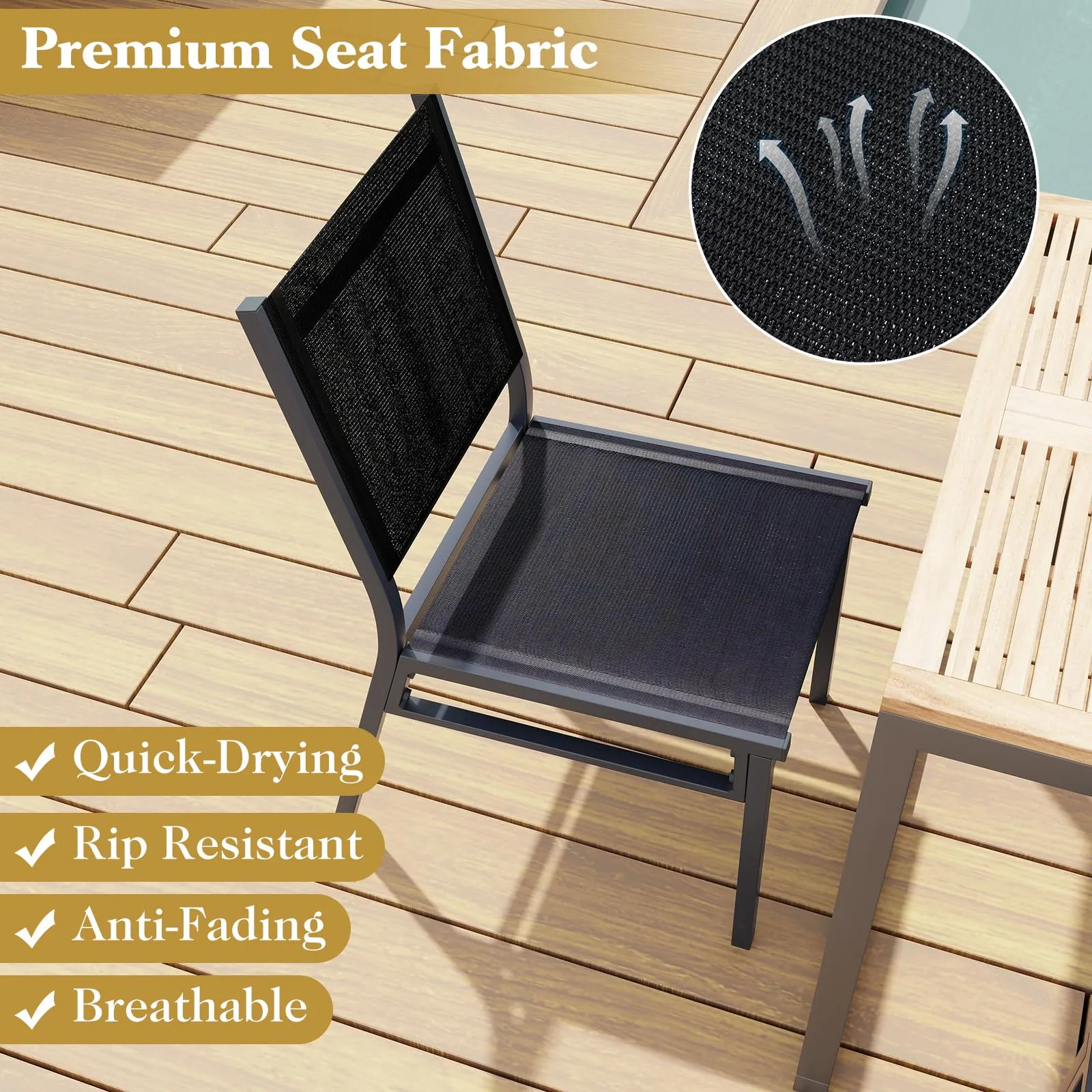 Tangkula Outdoor Dining Chair, Patio Armless Chair with Breathable Seat & Backrest