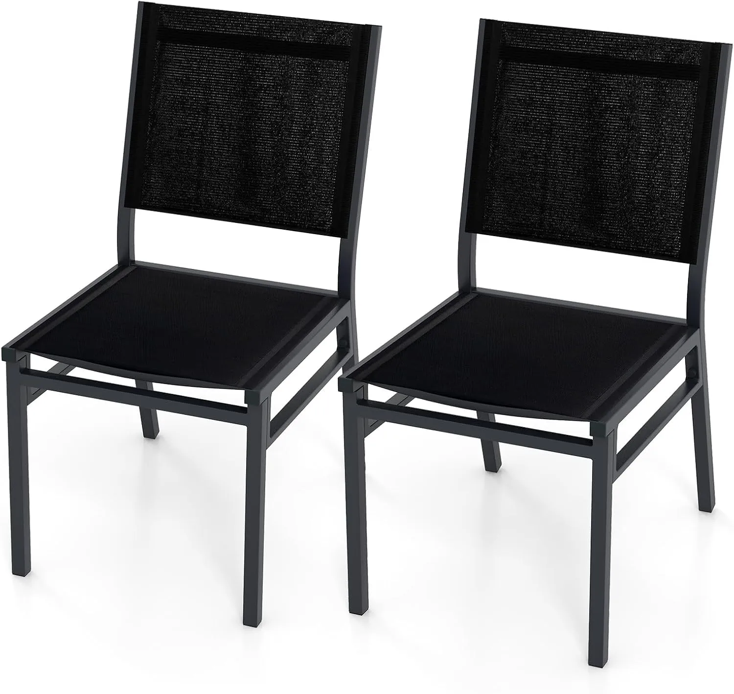 Tangkula Outdoor Dining Chair, Patio Armless Chair with Breathable Seat & Backrest