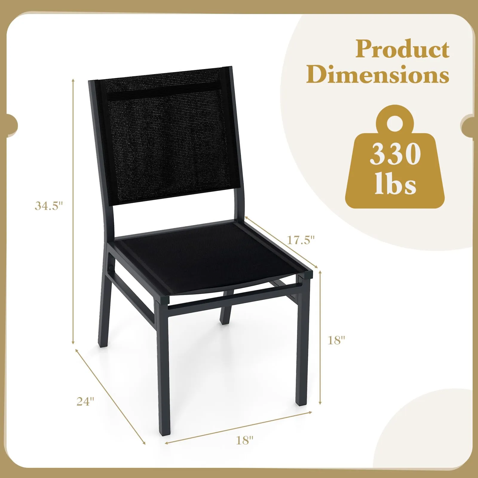 Tangkula Outdoor Dining Chair, Patio Armless Chair with Breathable Seat & Backrest