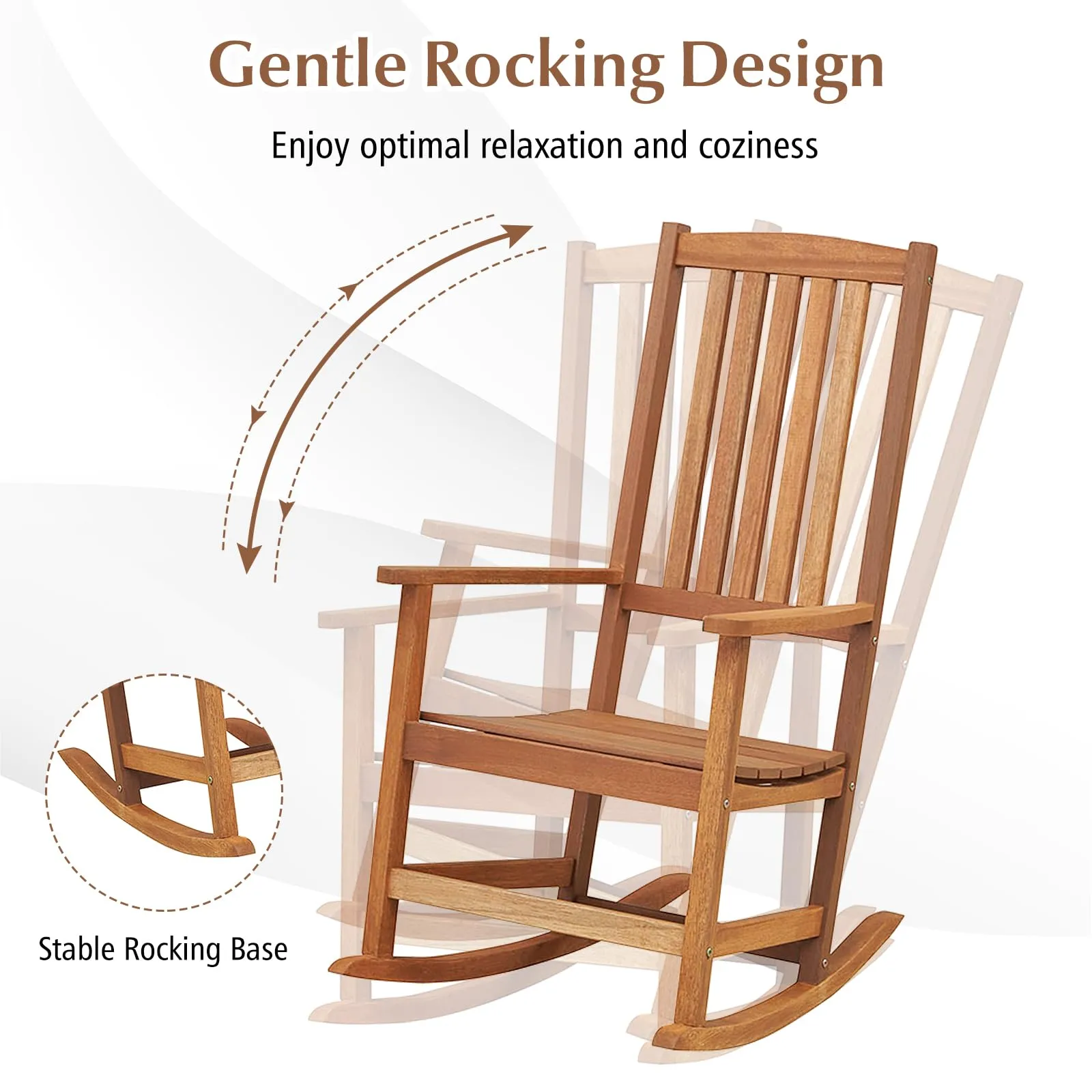 Tangkula Patio Rocking Chair, Ergonomic High-Back Outdoor Rocker with Smooth Rocking Base