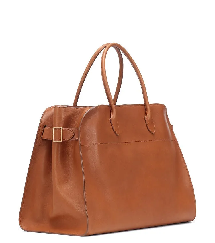 Versatile Genuine Leather Tote Bag - Women's Boston Shoulder Bag for Everyday Commute, Luxury Designer Bag