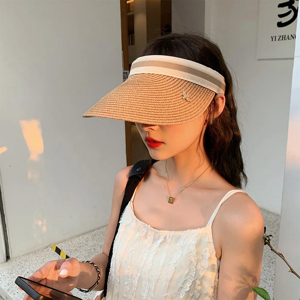 Women Adjustable Straw Open Top Hat Beach Hats Fashion Summer Sun Hat