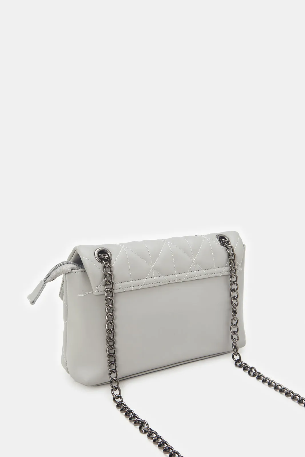 Women Grey Quilted Cross Body Bag