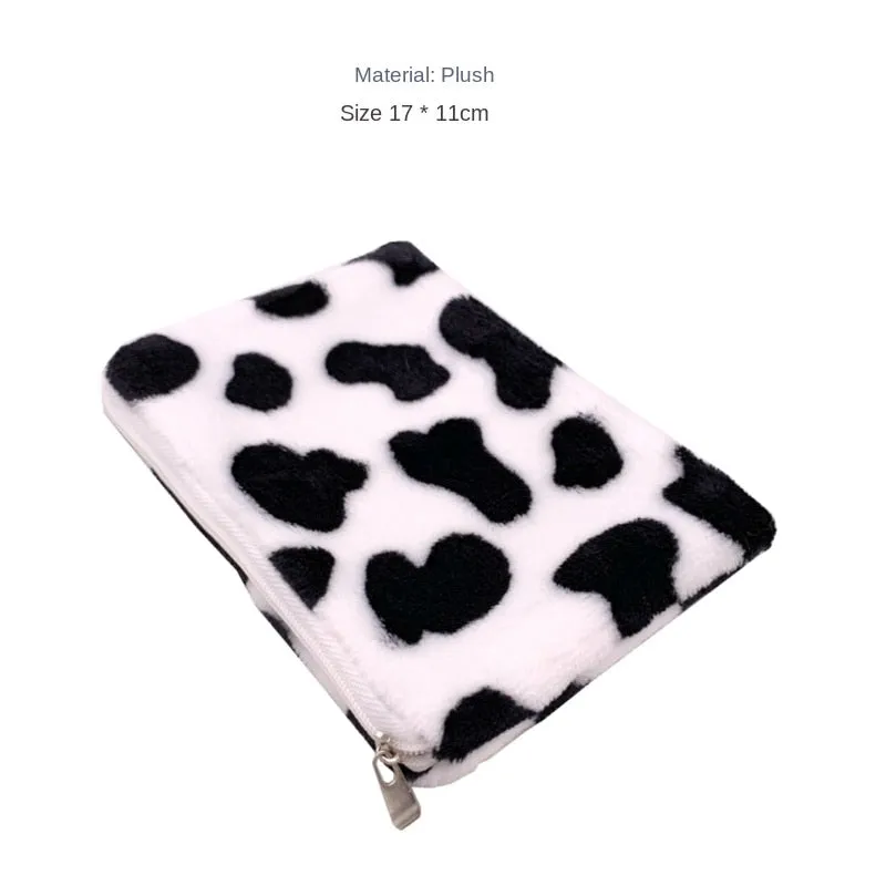 Women&#39;s Cute Wallet Cow Print PU Leather Business Card Holder Female Girl&#39;s Coin Purse Pouch Women Tri-fold Cartoon Short Wallet